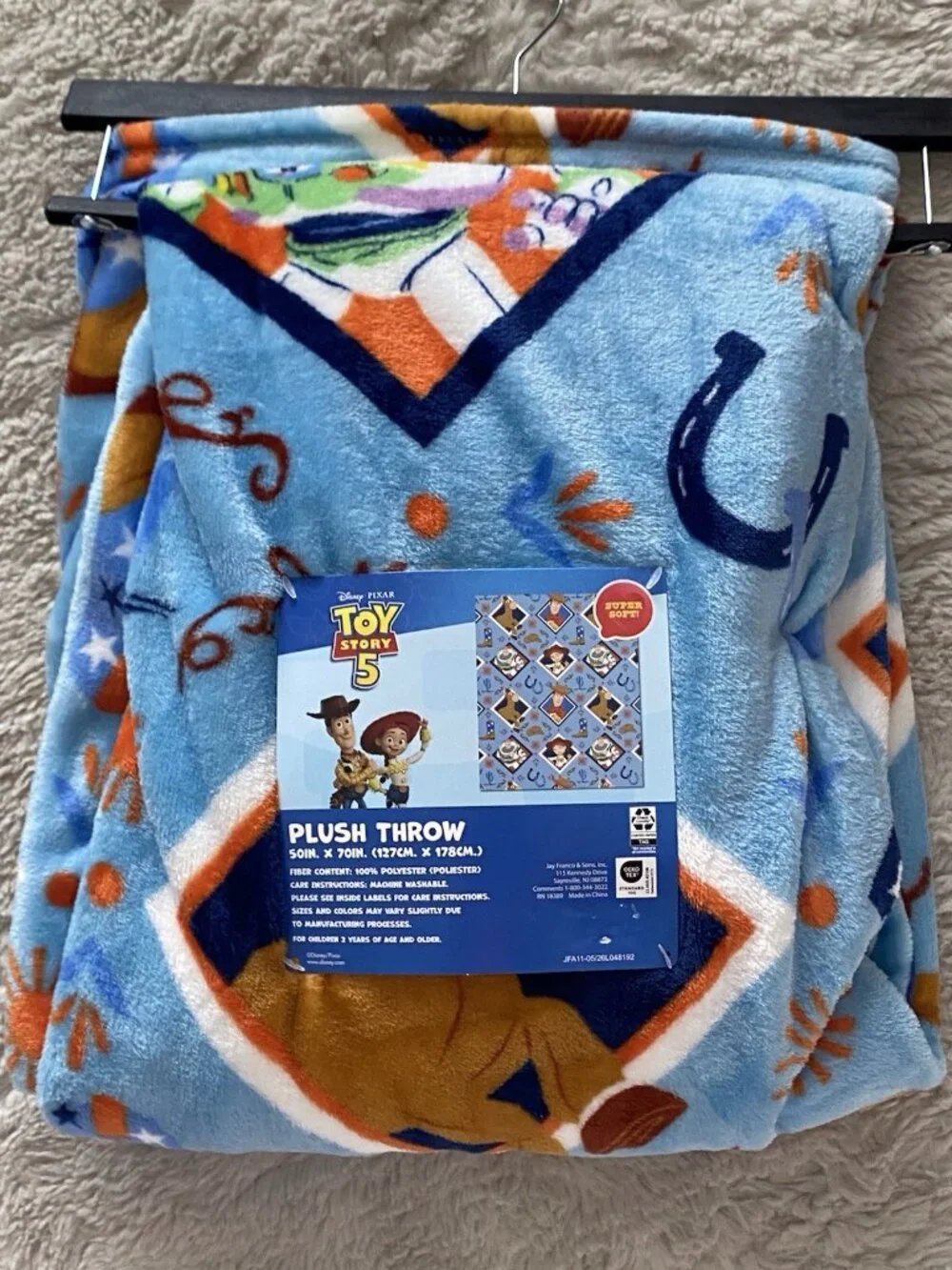 Disney Toy Story 5 Throw Blanket Woody Jessie Buzz Lightyear Bullseye 50” X 70”